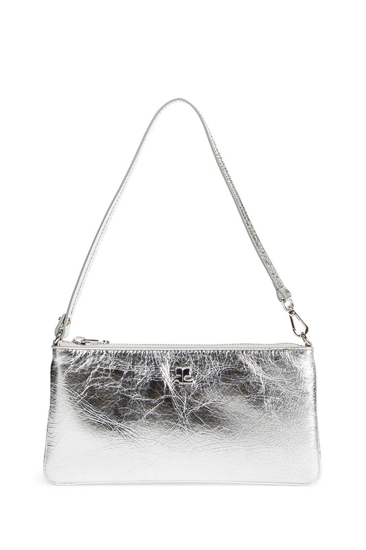 Zipped silver Leather Pouch