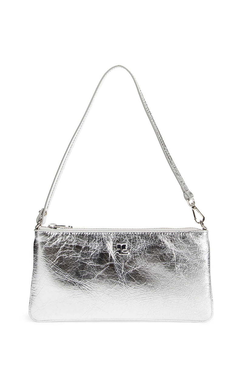 Zipped silver Leather Pouch