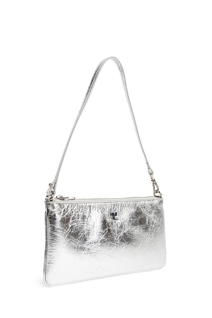 Zipped silver Leather Pouch