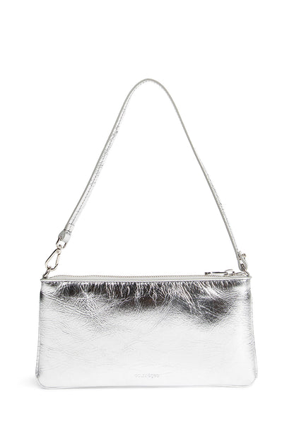 Zipped silver Leather Pouch