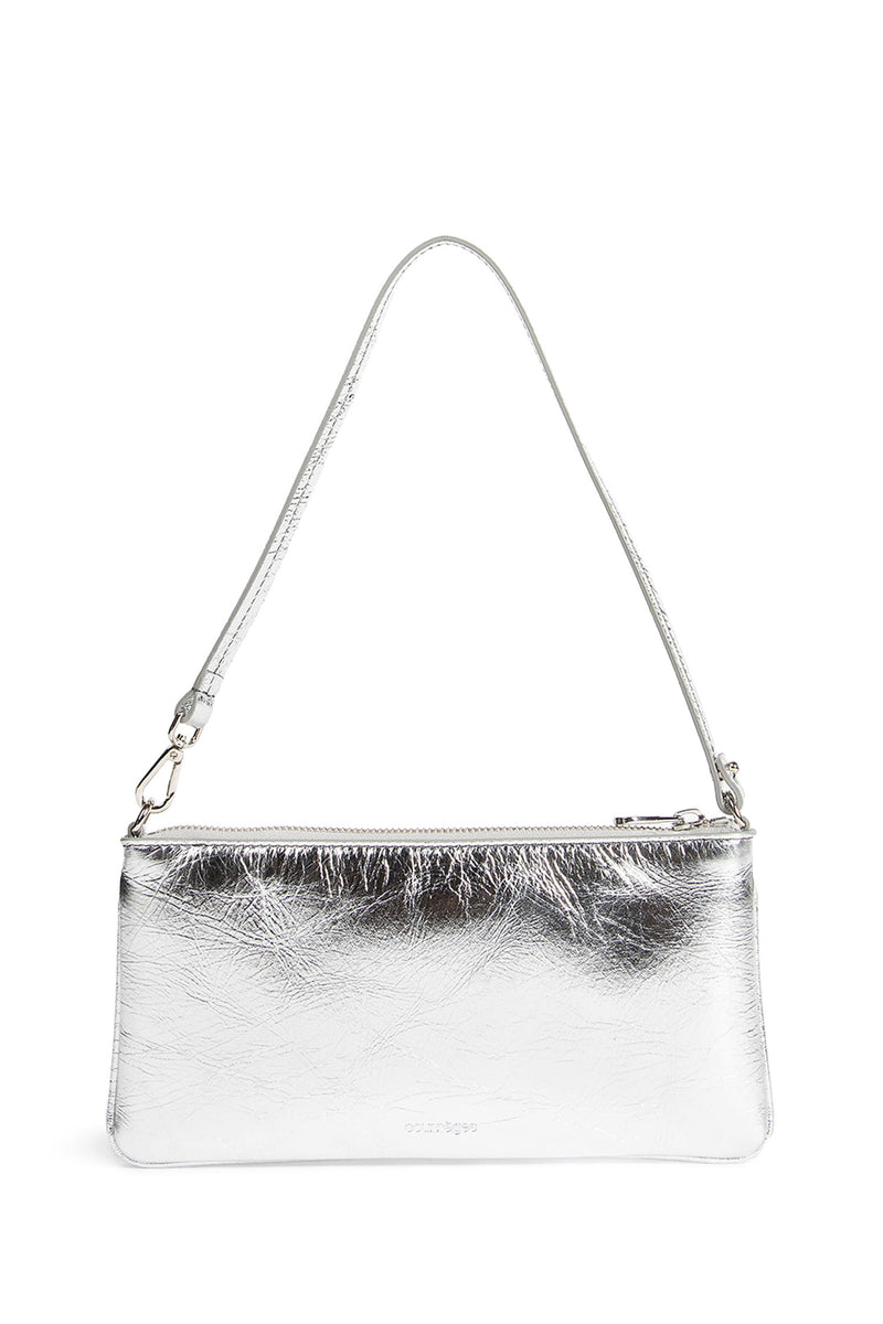 Zipped silver Leather Pouch