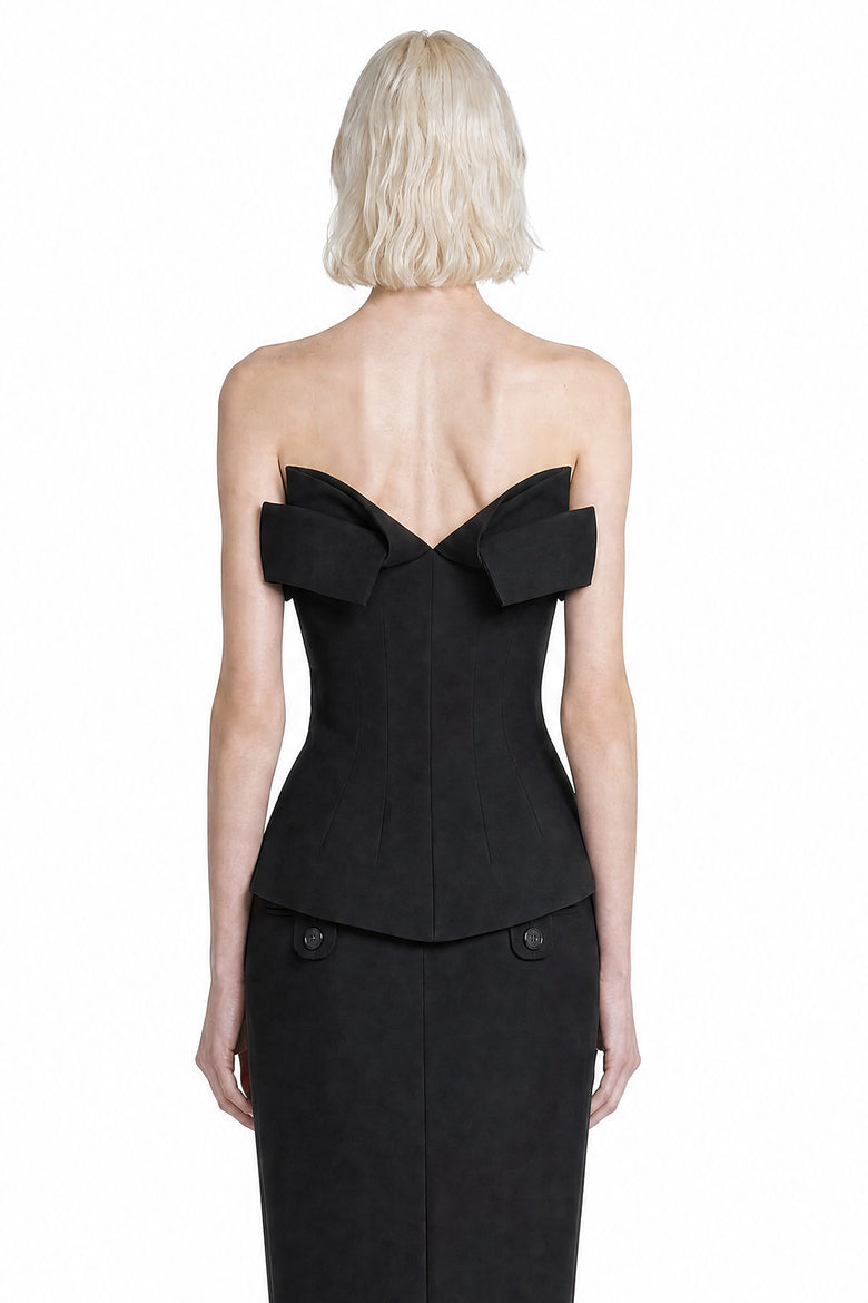MAGDA BUTRYM Strapless Cotton Blouse With Rose Peplum woman