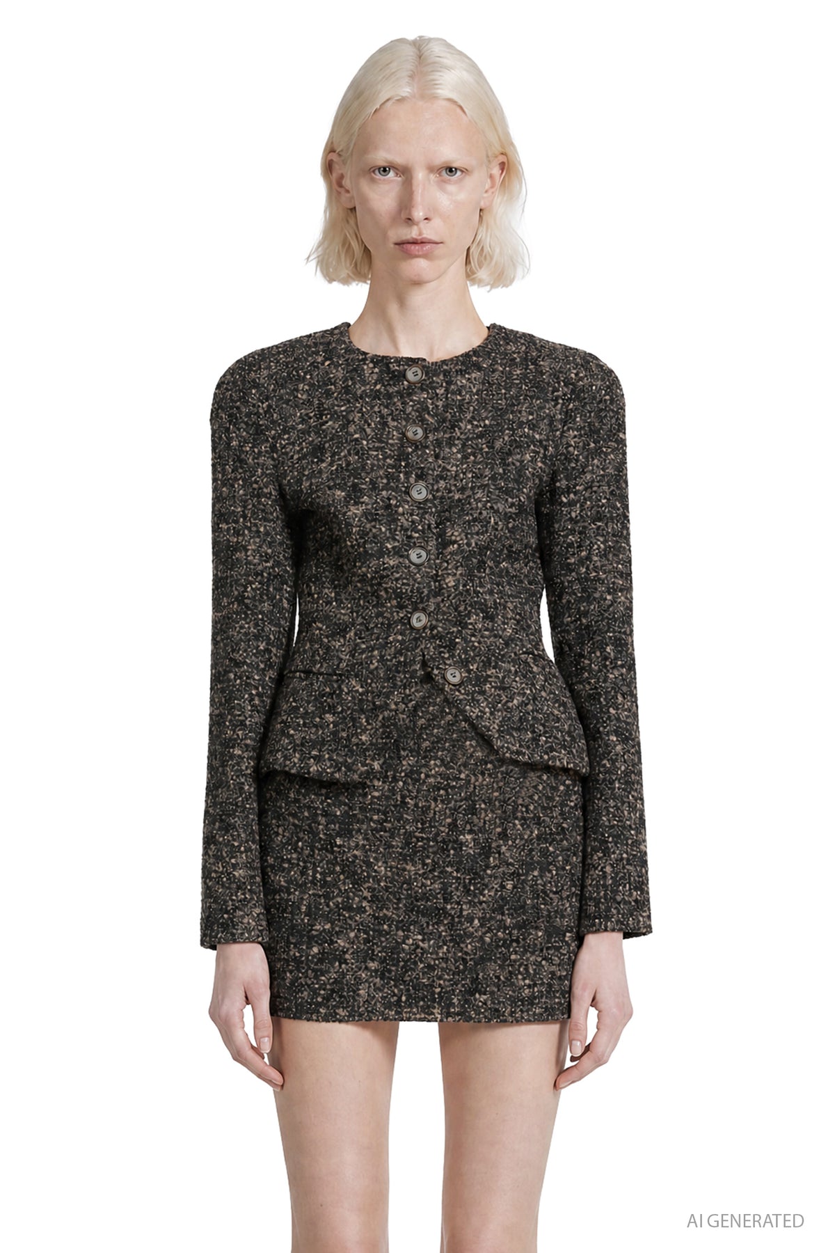 Fitted Bouclé Peplum Blazer