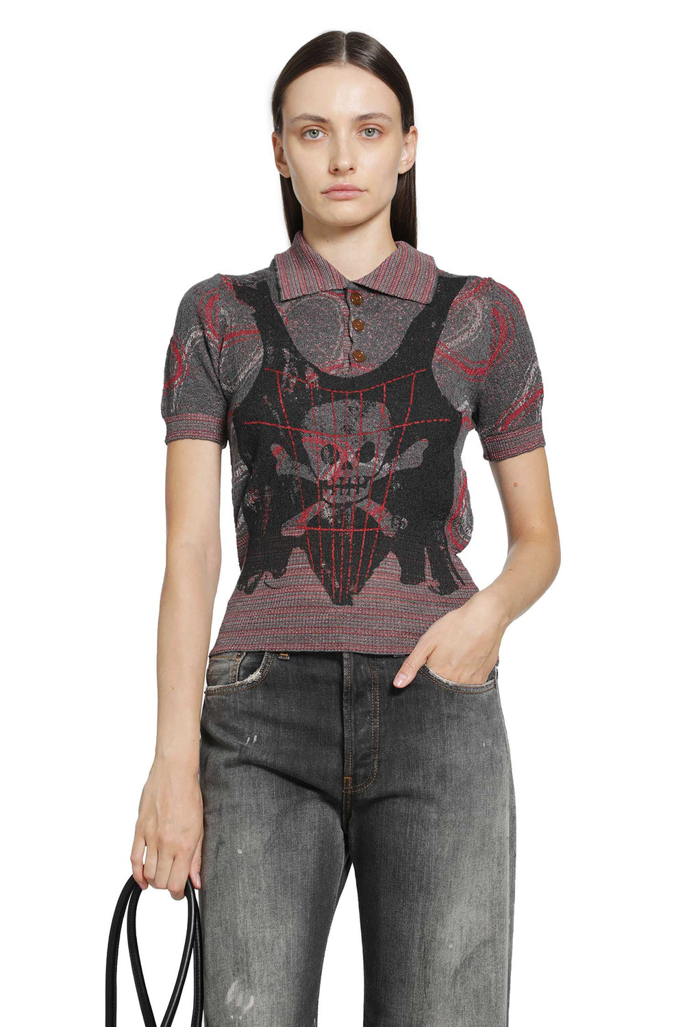 VIVIENNE WESTWOOD Trompe L'Oeil Knit Polo Shirt woman
