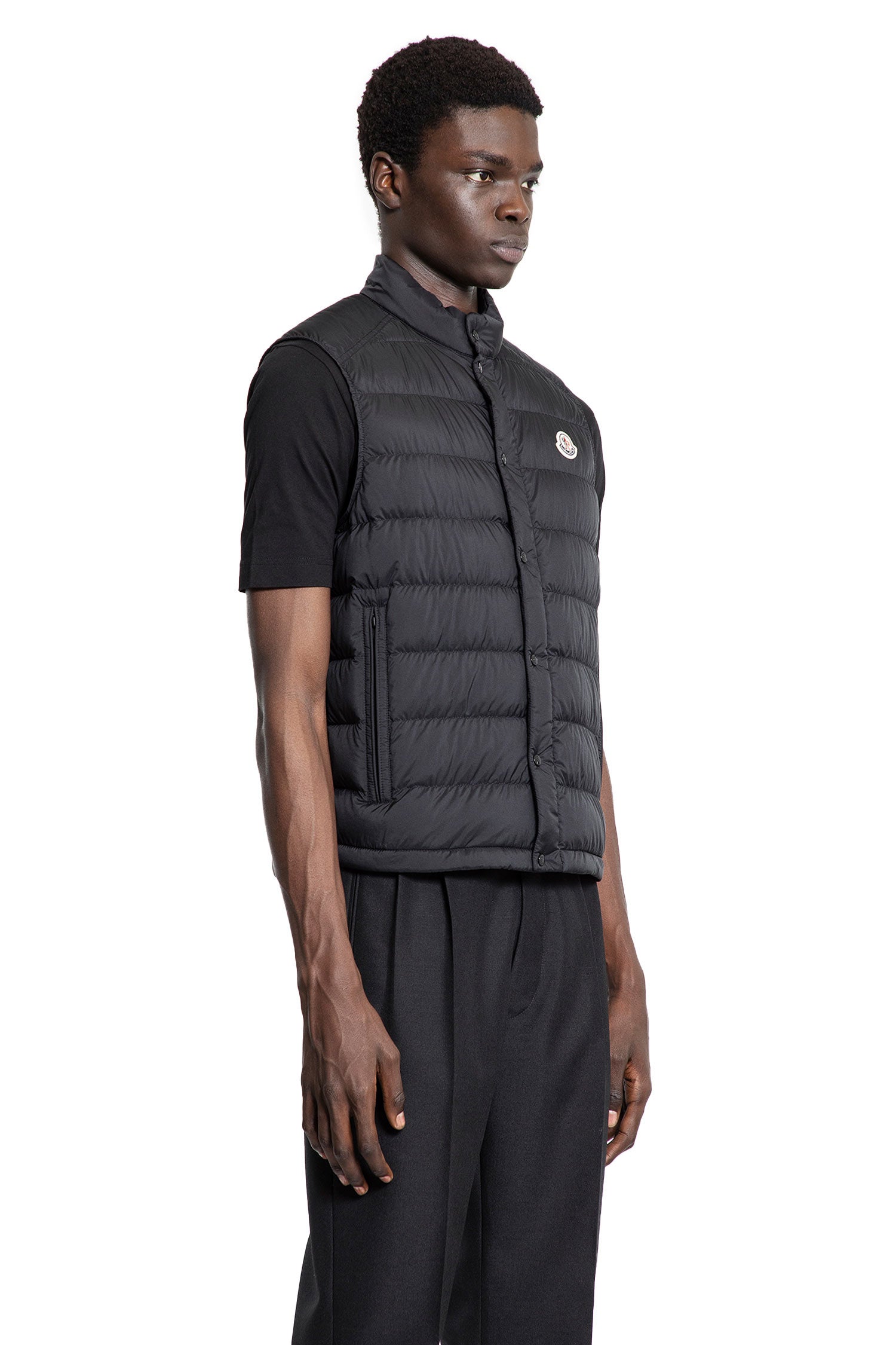 MONCLER MAN BLACK VESTS