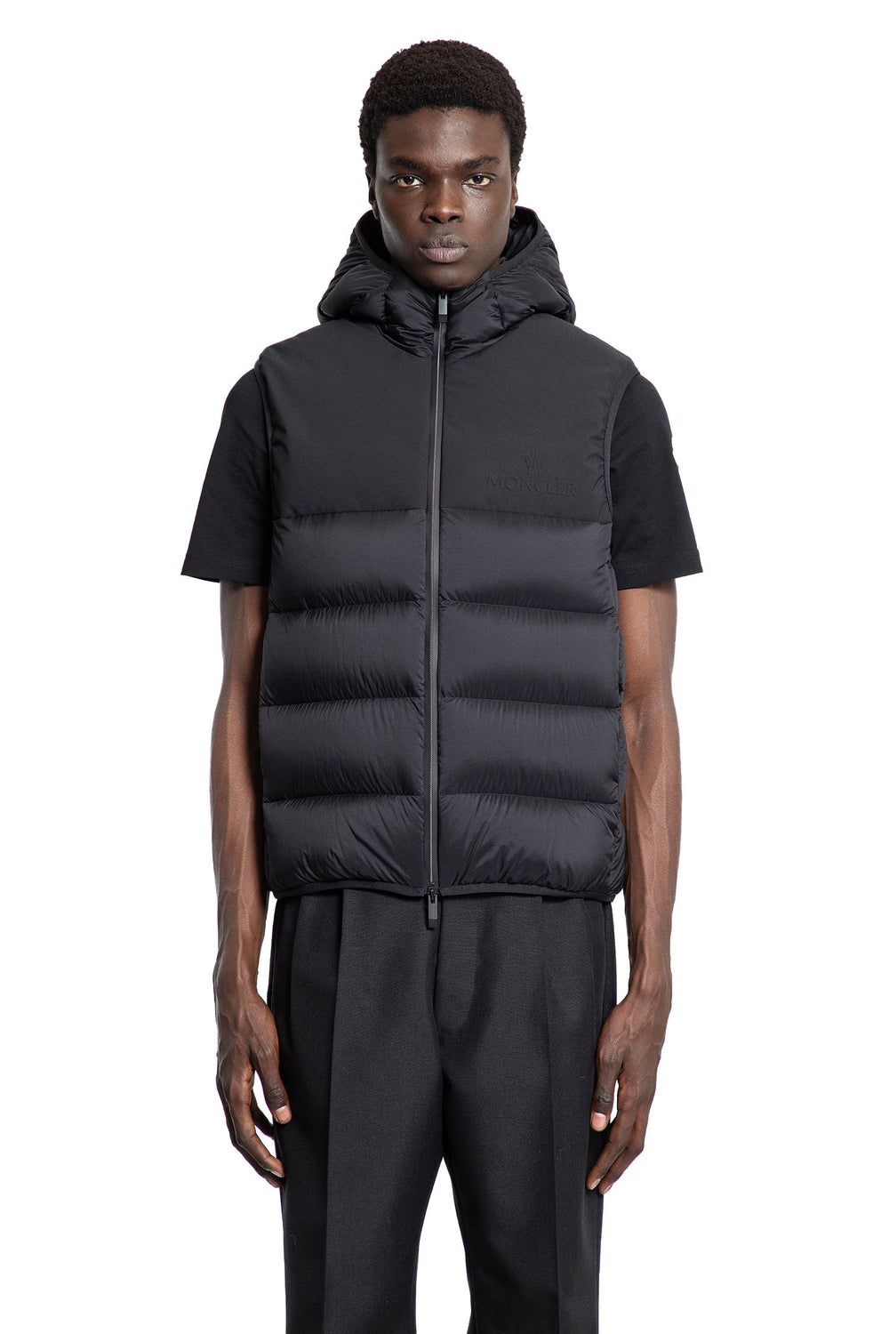 MONCLER MAN BLACK VESTS