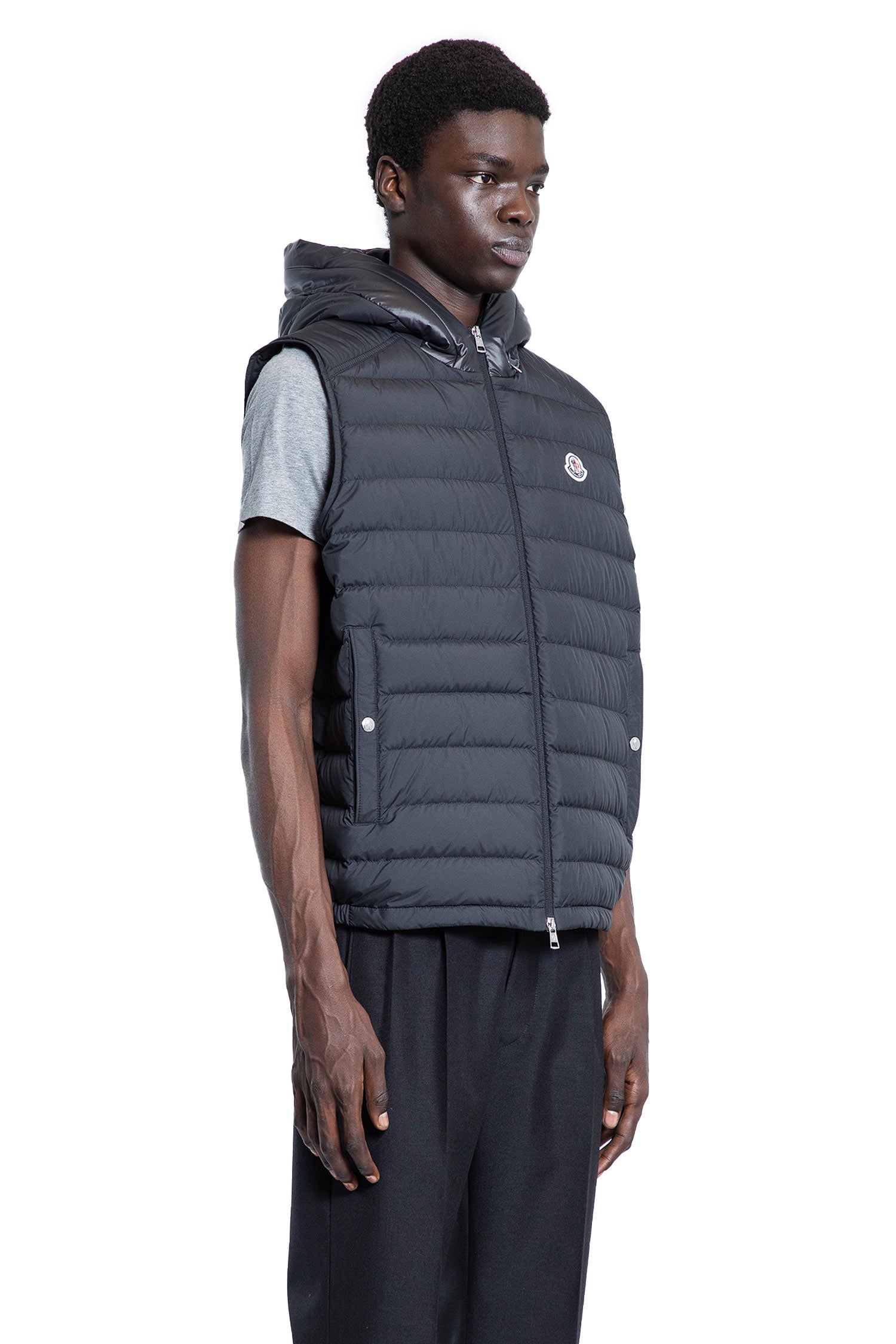 MONCLER MAN BLACK VESTS