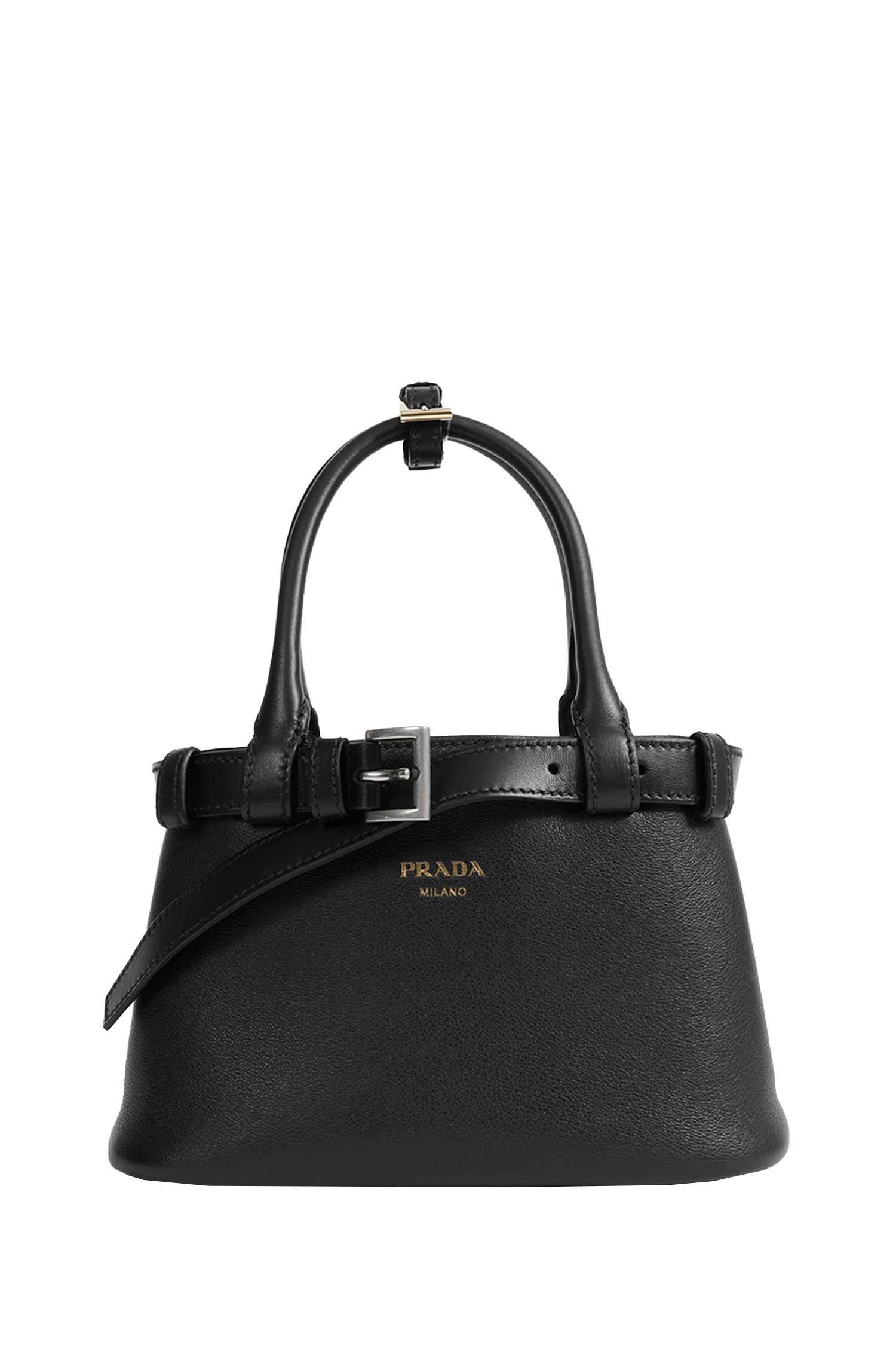 Buckle Small Leather Top Handle Bag