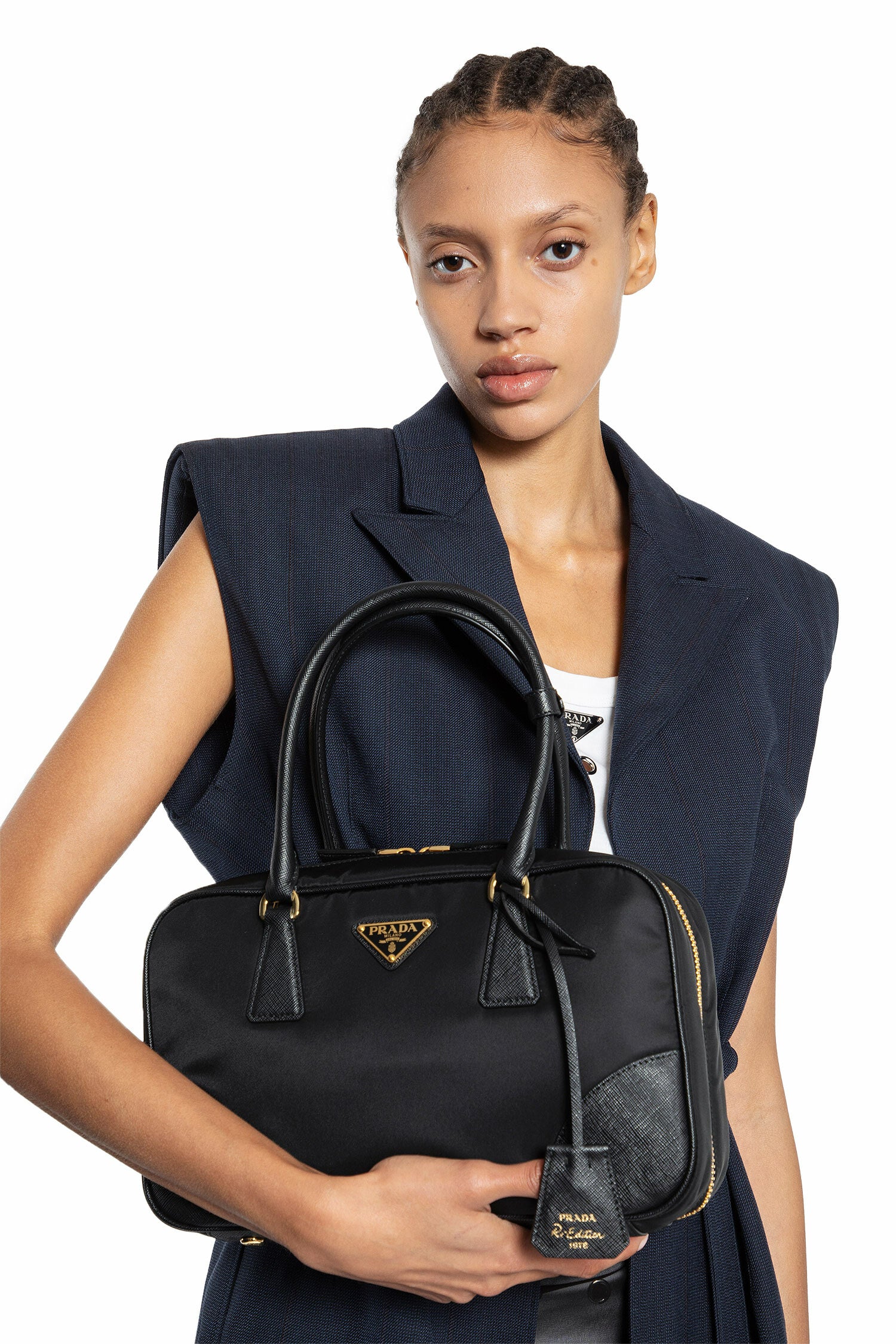 PRADA WOMAN BLACK TOP HANDLE BAGS