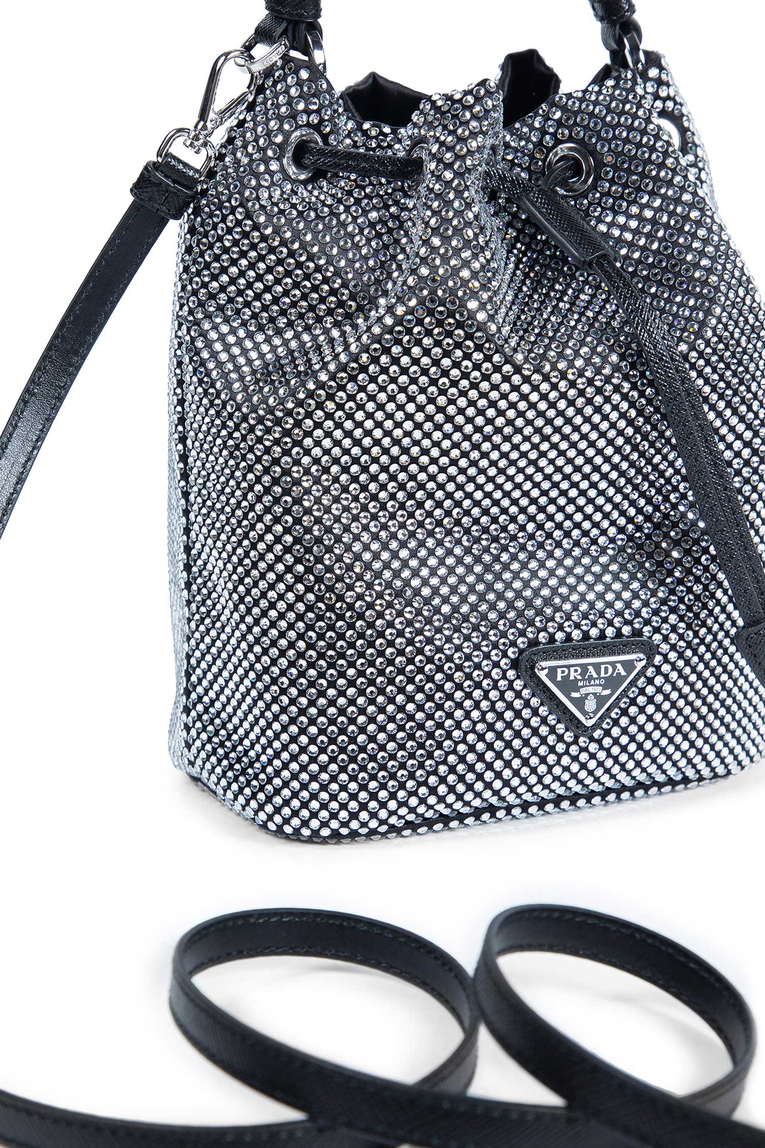 Satin and Crystals Bucket bag