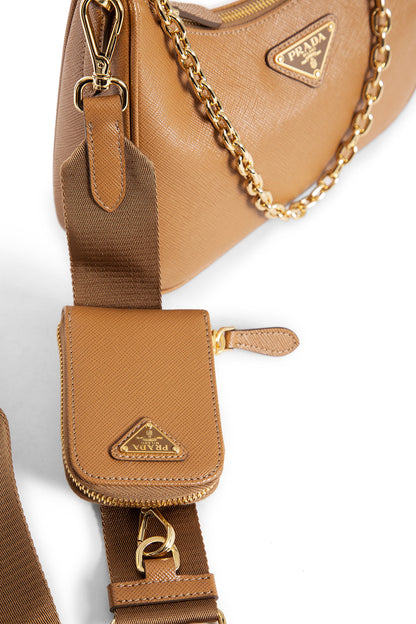 PRADA WOMAN BROWN CROSSBODY BAGS