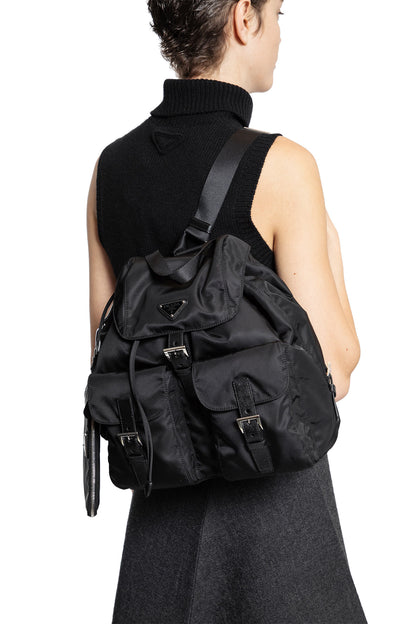 PRADA WOMAN BLACK BACKPACKS & TRAVEL BAGS