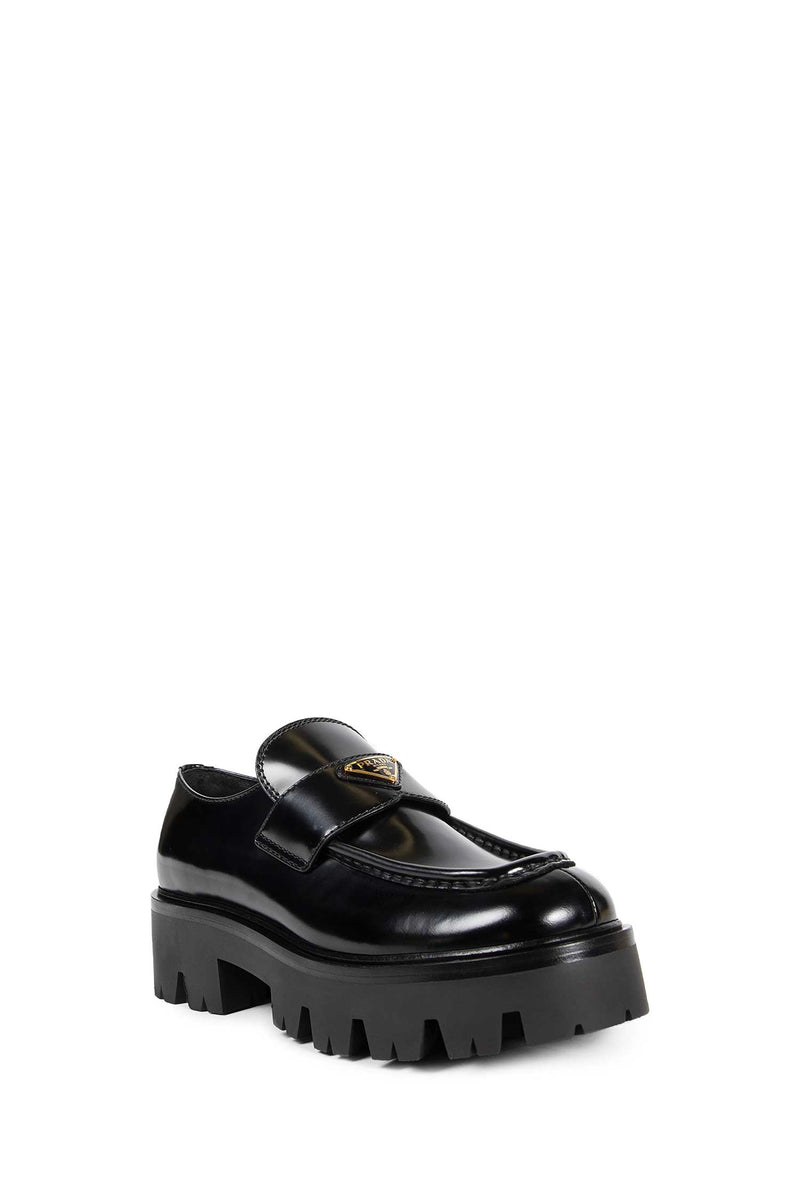 Brushed Leather Platform Loafers
