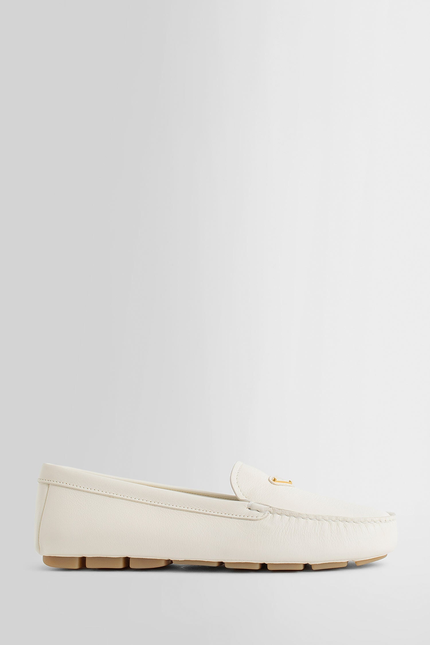 PRADA WOMAN OFF-WHITE LOAFERS & FLATS