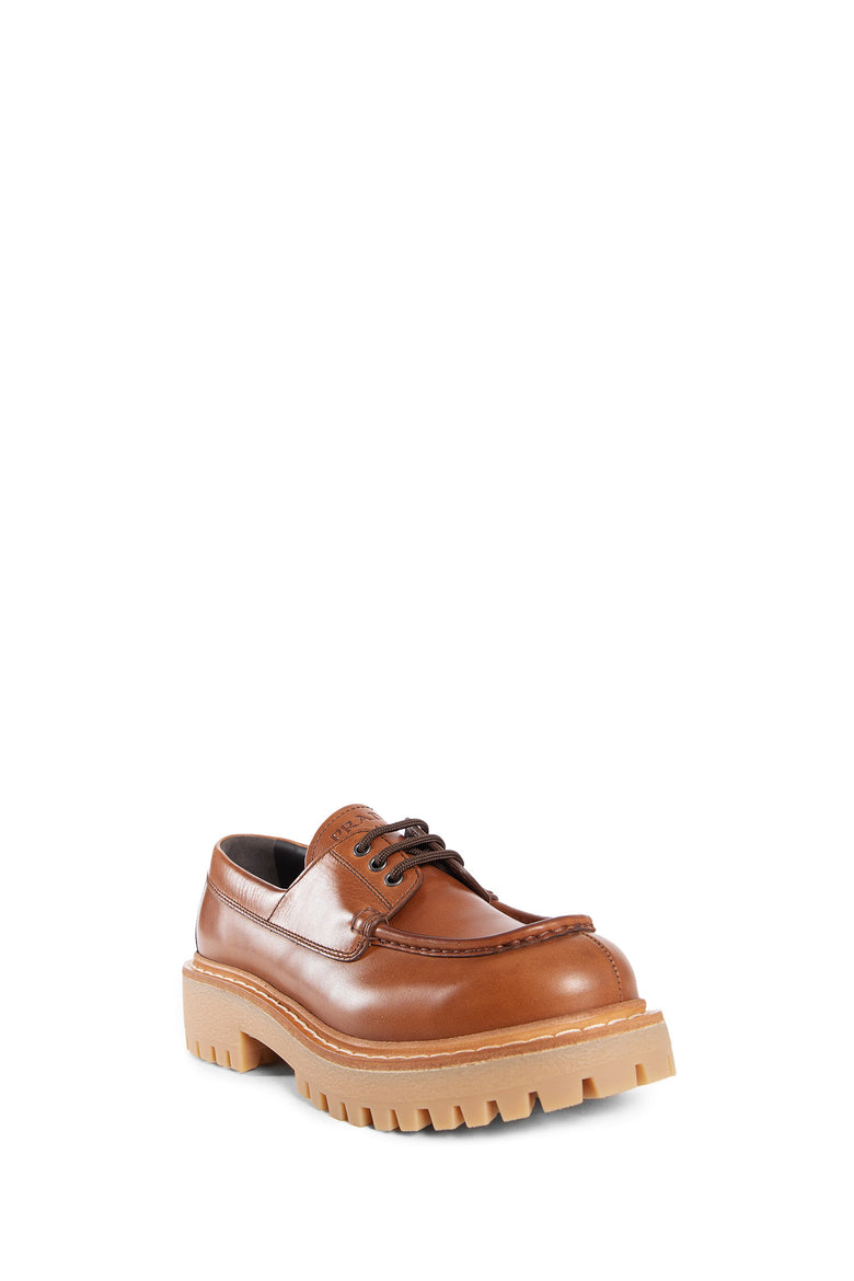 PRADA WOMAN BROWN LACE-UPS