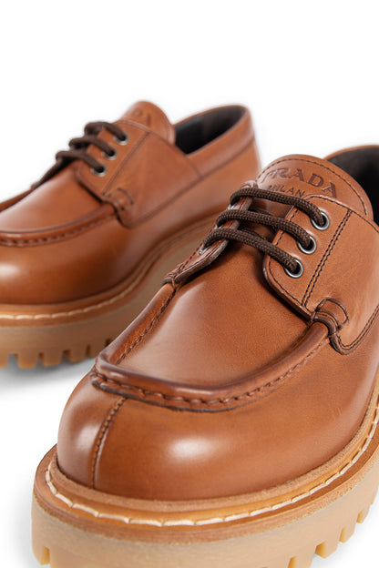 PRADA WOMAN BROWN LACE-UPS