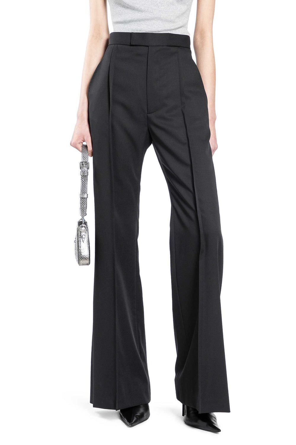 VIVIENNE WESTWOOD Pleated Wool Twill Wide Leg Trousers woman