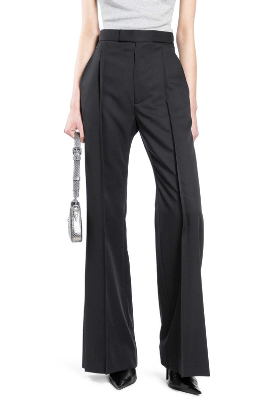 Pleated Wool Twill Wide Leg Trousers