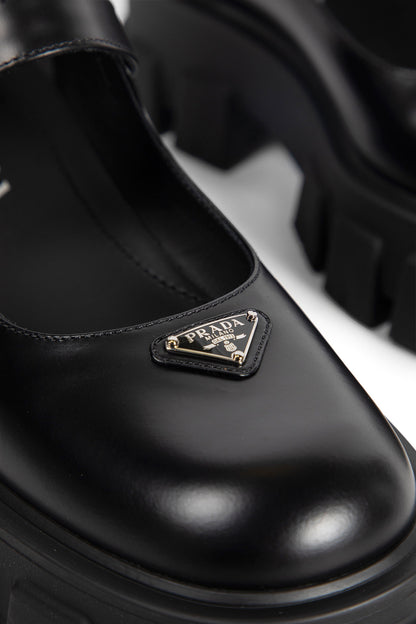 Brushed Leather Monolith Mary Janes