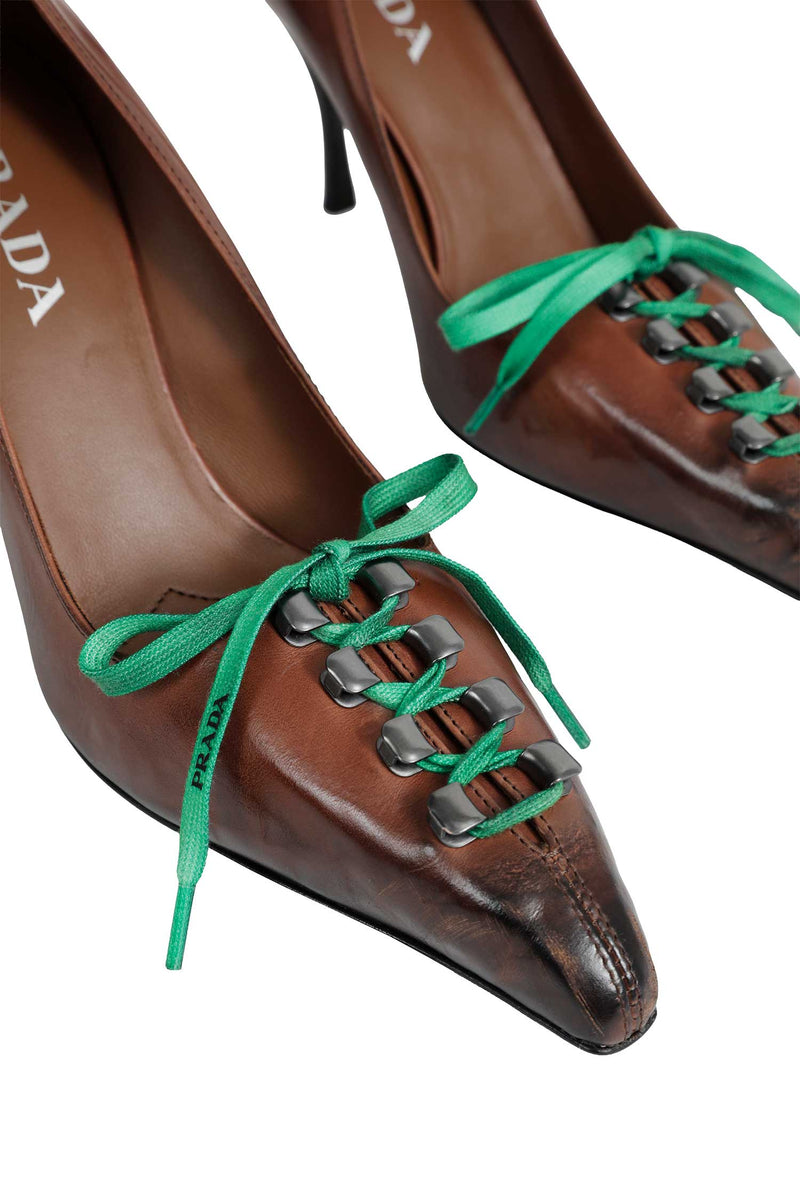 PRADA Antiqued Leather Pumps woman