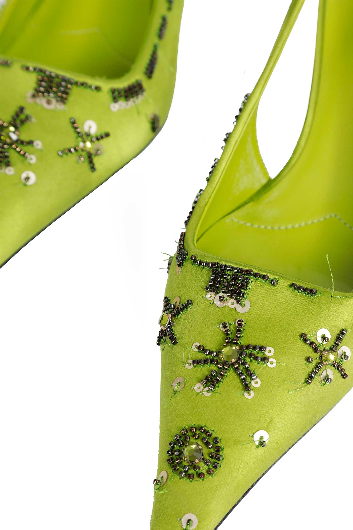 PRADA Embroidered Satin Slingback Pumps woman