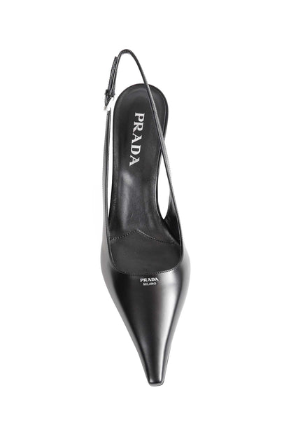 Brushed Leather Slingback Pumps