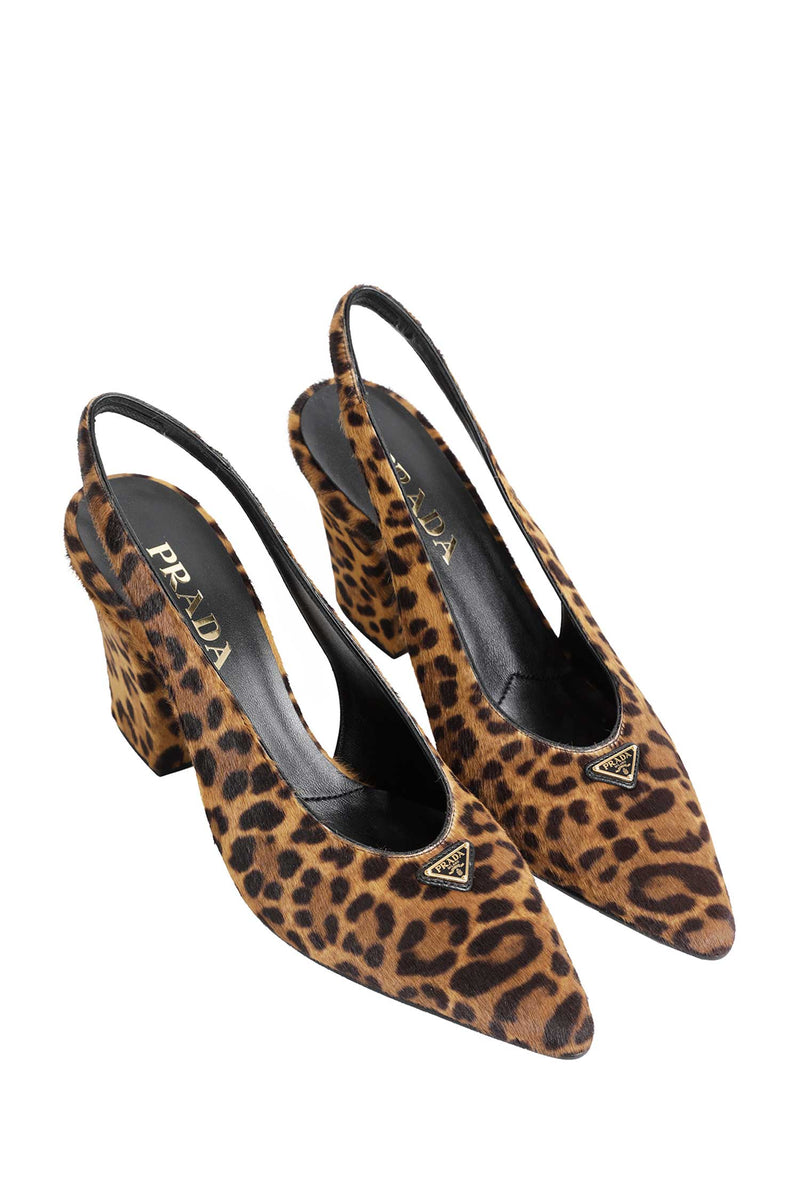 PRADA Leopard Print Slingback Pumps woman