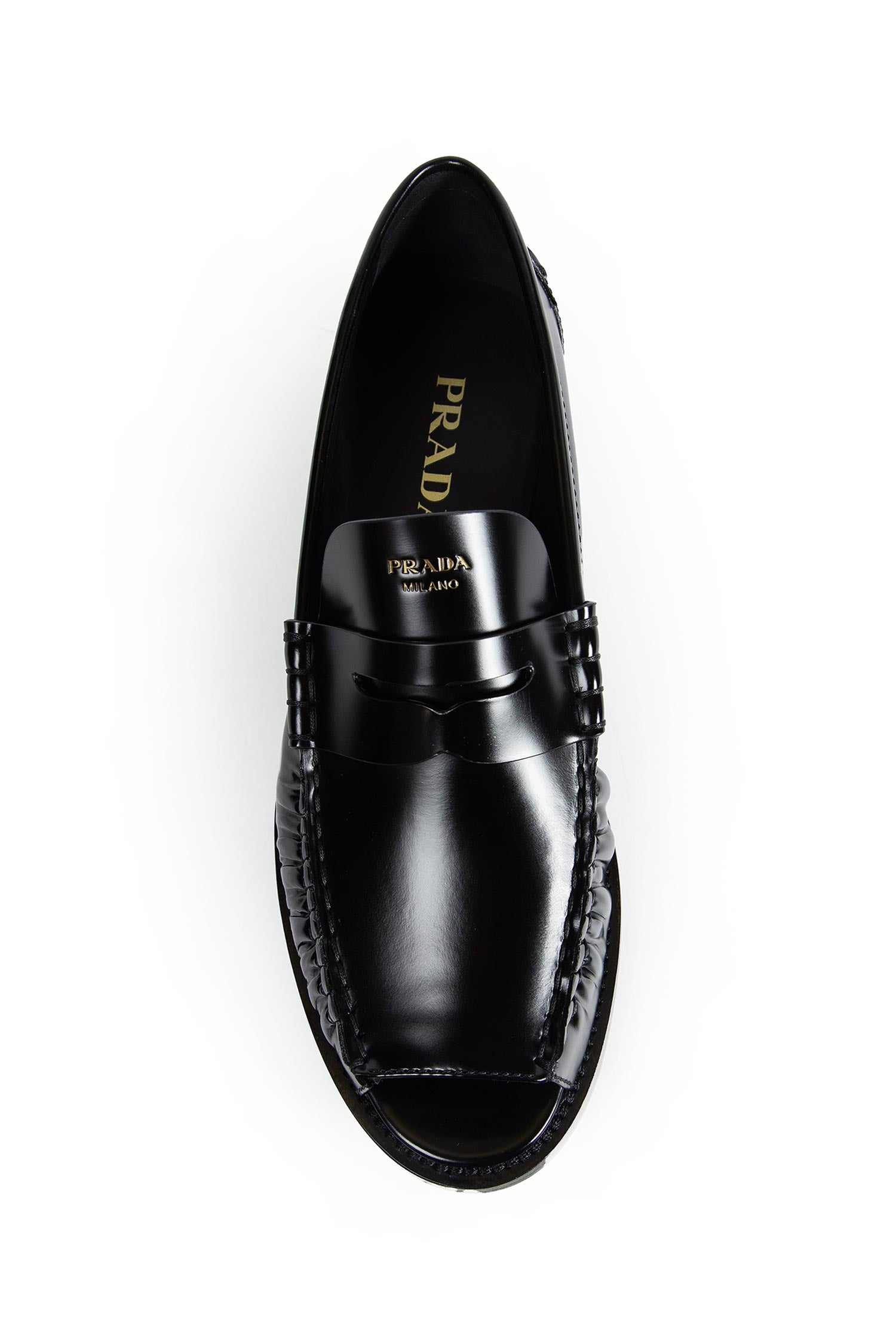 Brushed leather Peep Toe Loafers