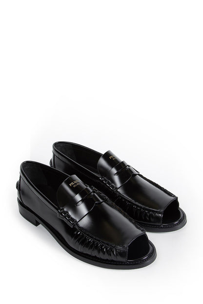 Brushed leather Peep Toe Loafers