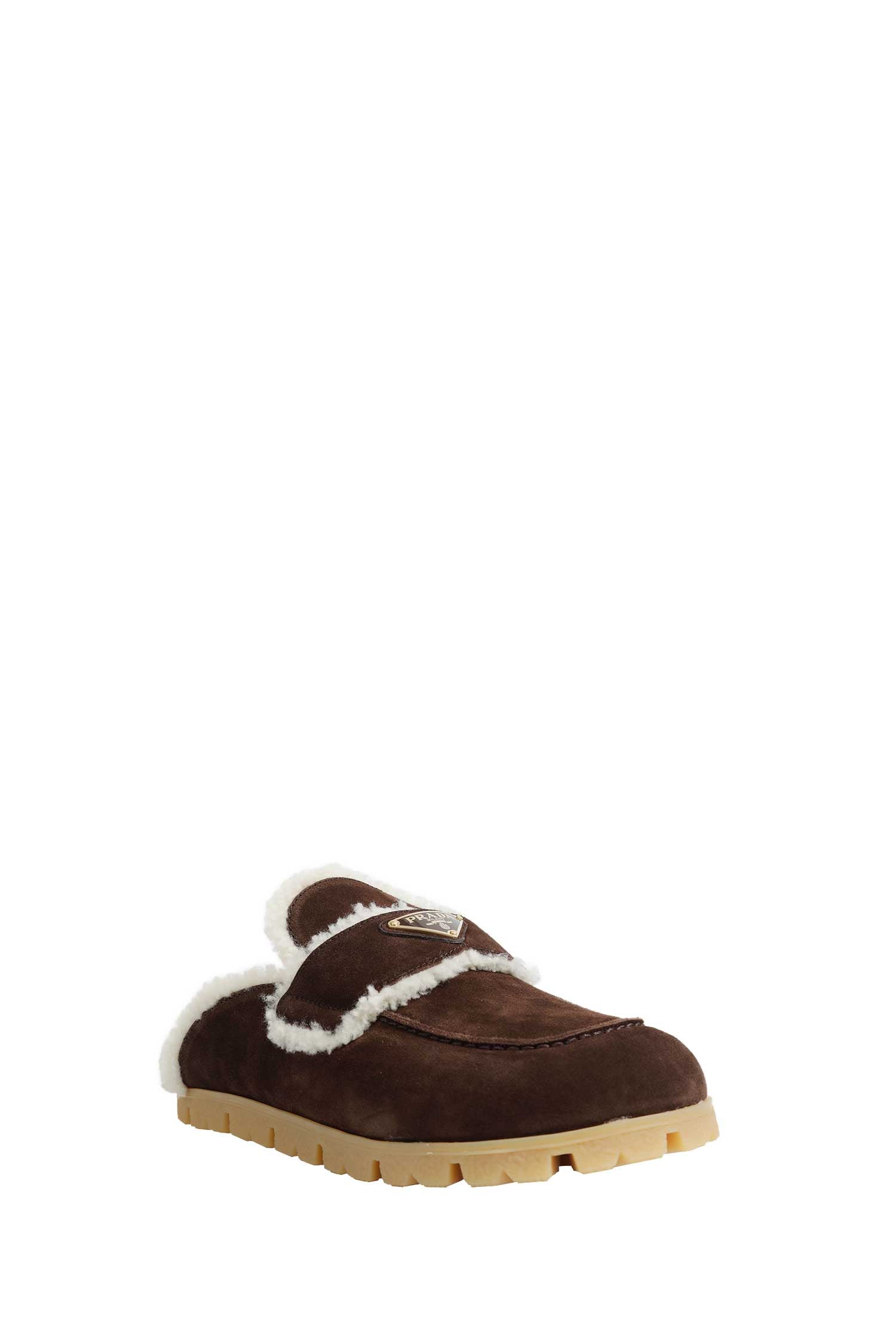 PRADA Suede And Shearling Mules woman