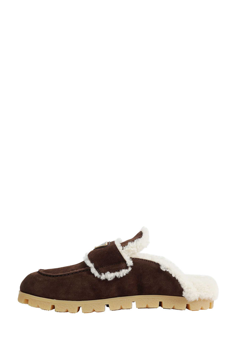 PRADA Suede And Shearling Mules woman