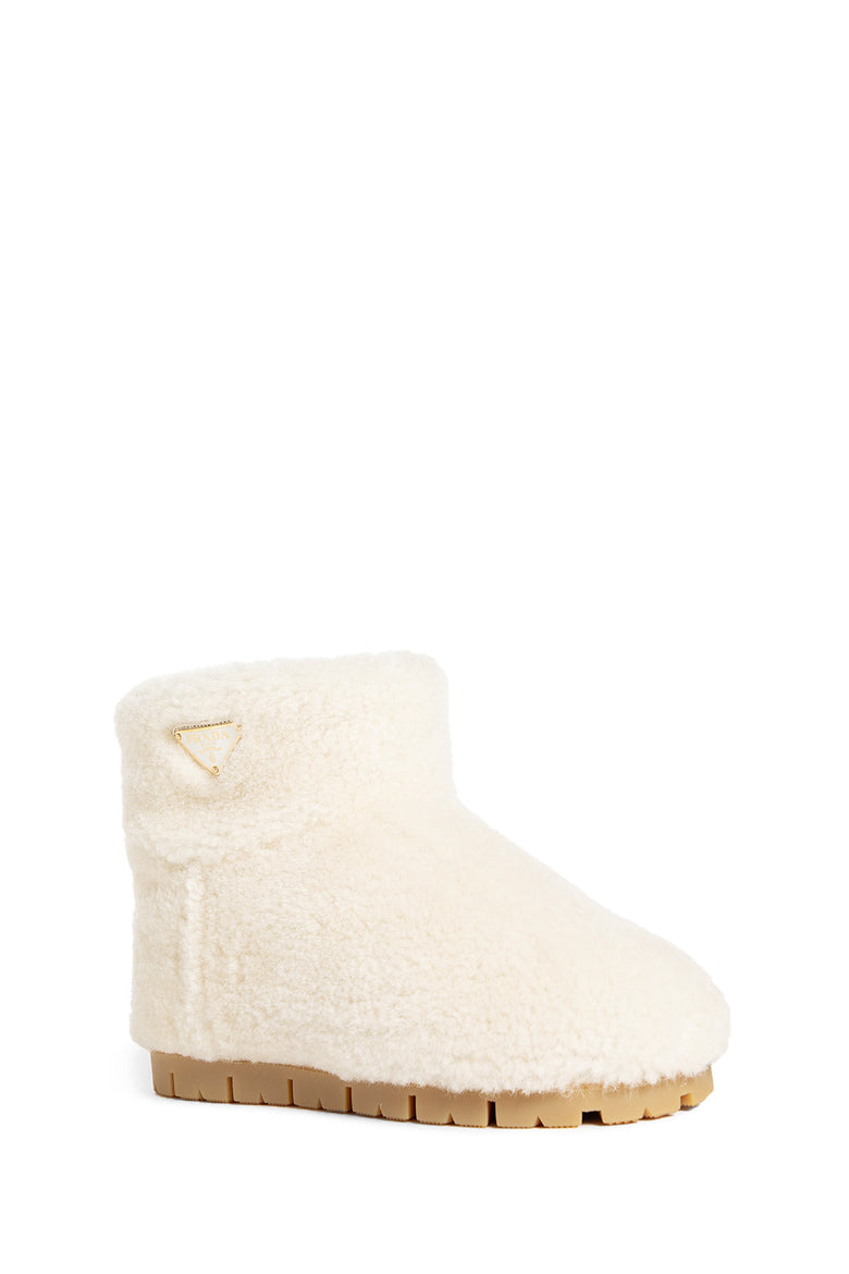 PRADA WOMAN OFF-WHITE BOOTS