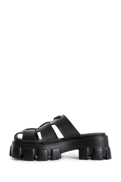 PRADA WOMAN BLACK SANDALS & SLIDES