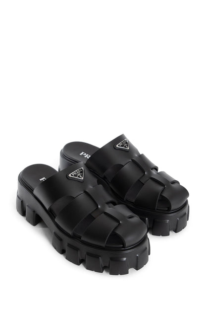 PRADA WOMAN BLACK SANDALS & SLIDES