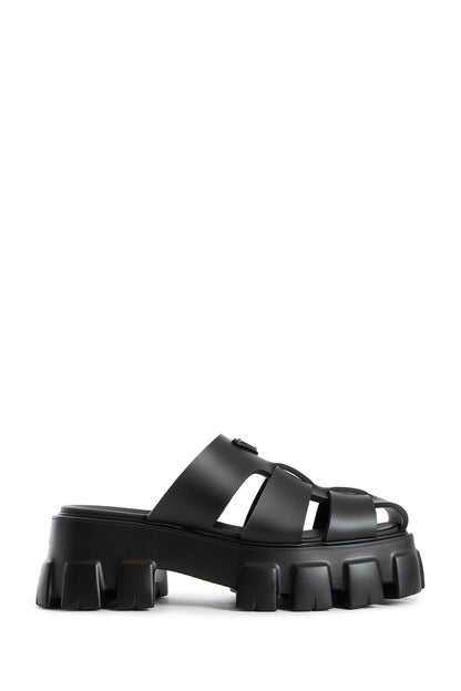 PRADA WOMAN BLACK SANDALS & SLIDES