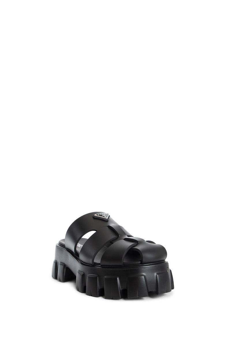 PRADA WOMAN BLACK SANDALS & SLIDES