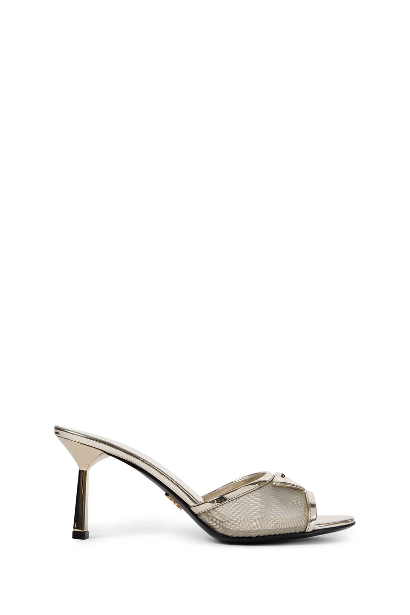 Metallic Leather Mesh Mules