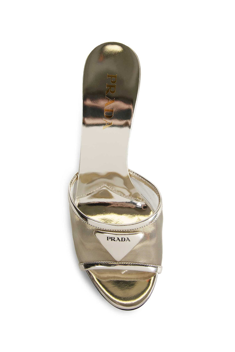 Metallic Leather Mesh Mules