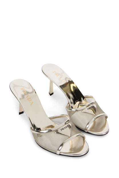 Metallic Leather Mesh Mules