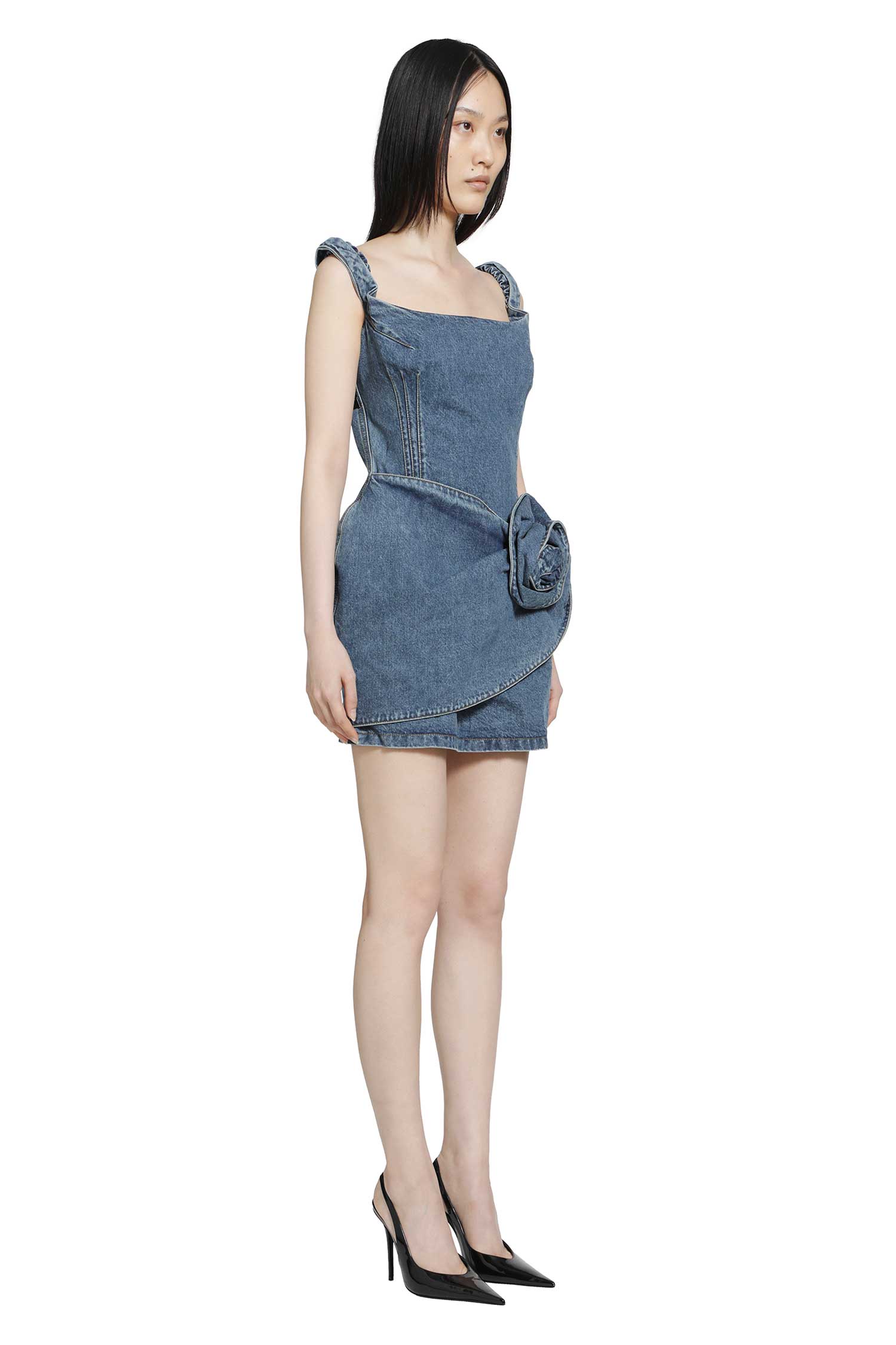 Off-Shoulder Denim Mini Dress