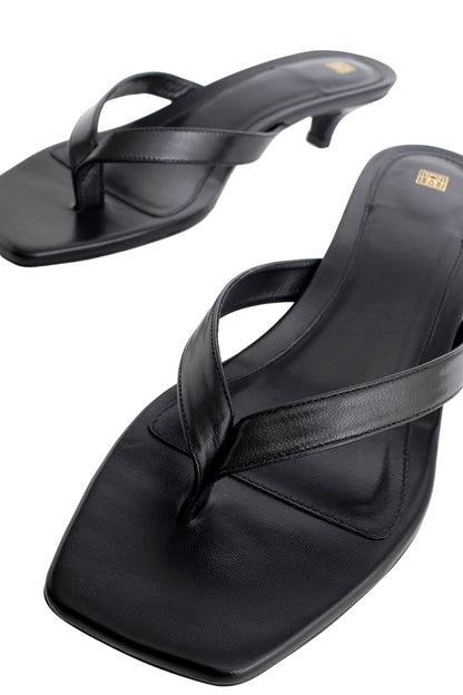 Leather Heeled Flip Flops