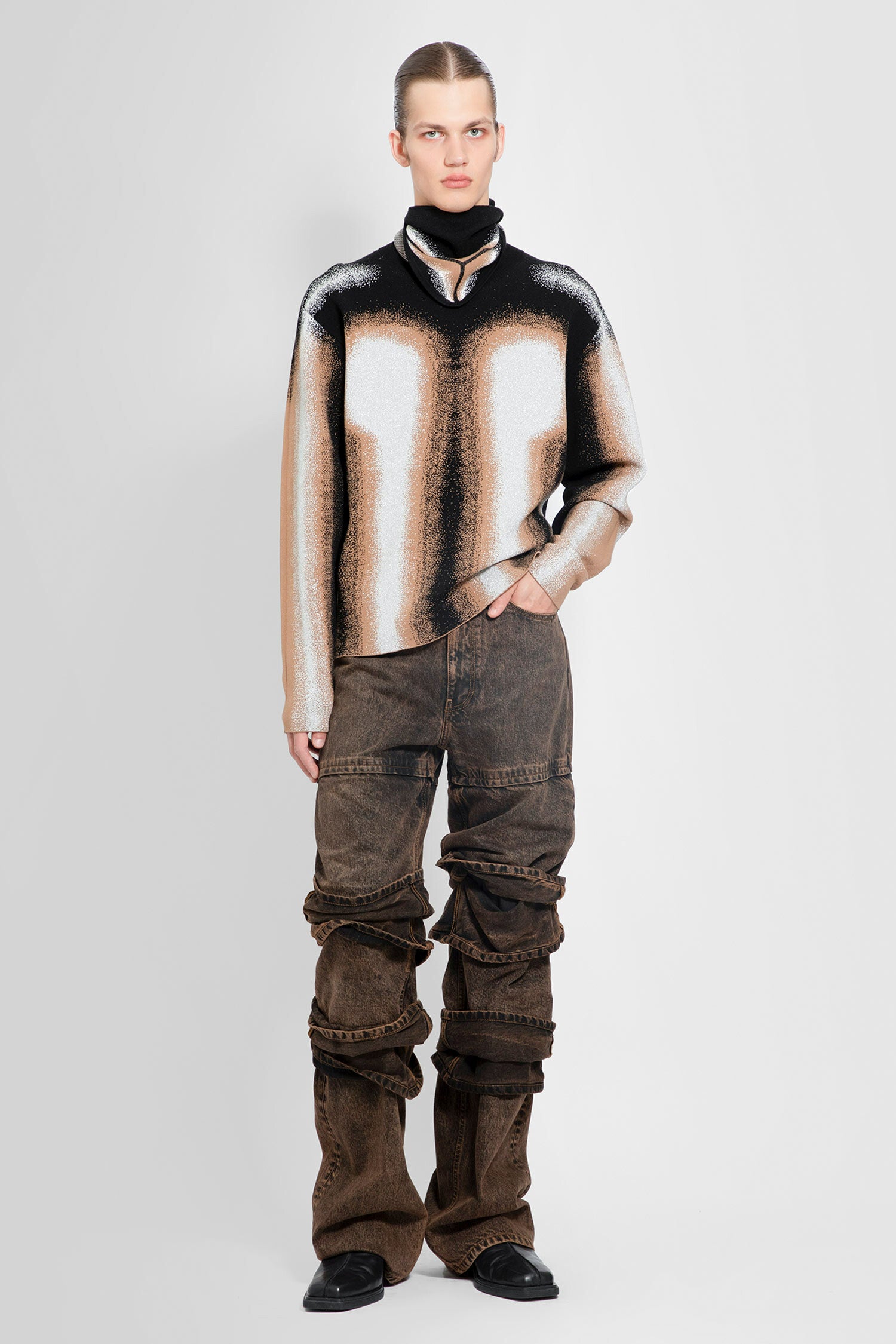 Y/PROJECT MAN BROWN KNITWEAR