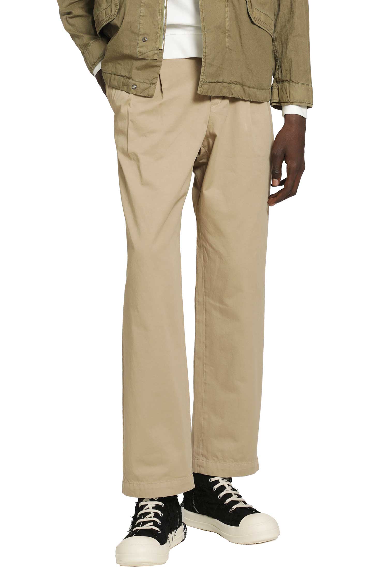 Pleated Cotton Gabardine Trousers