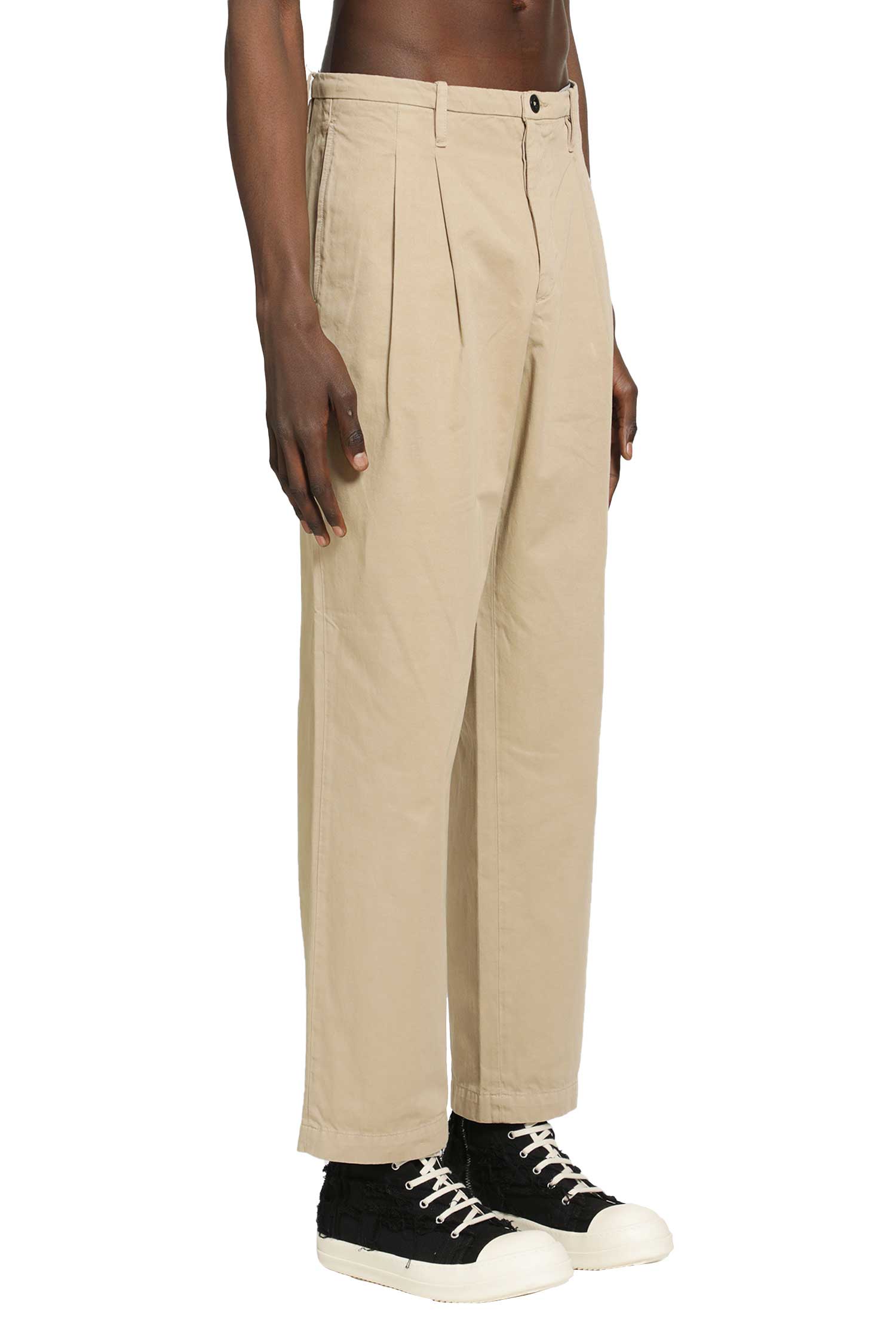 C.P. COMPANY Pleated Cotton Gabardine Trousers man