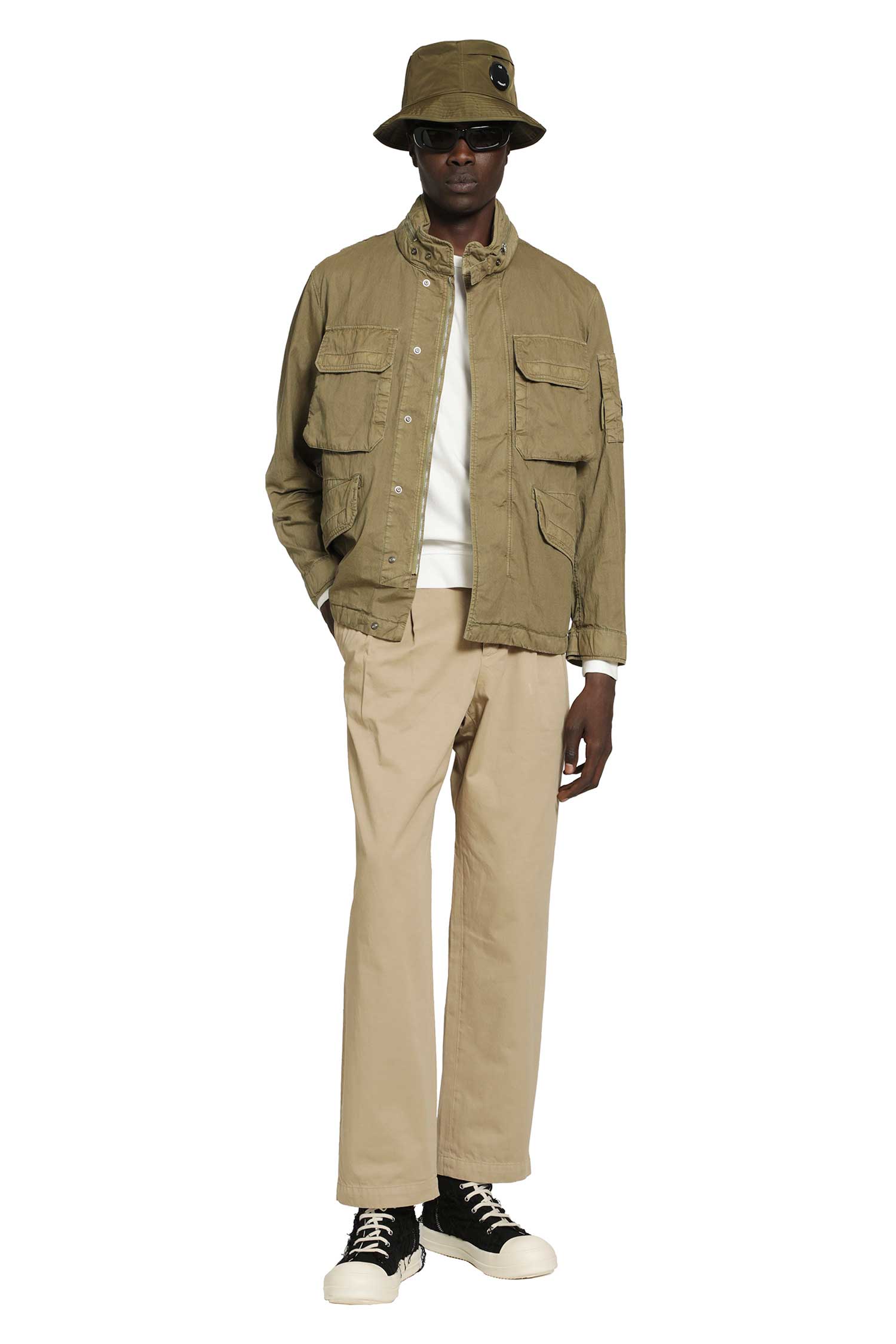 C.P. COMPANY Pleated Cotton Gabardine Trousers man
