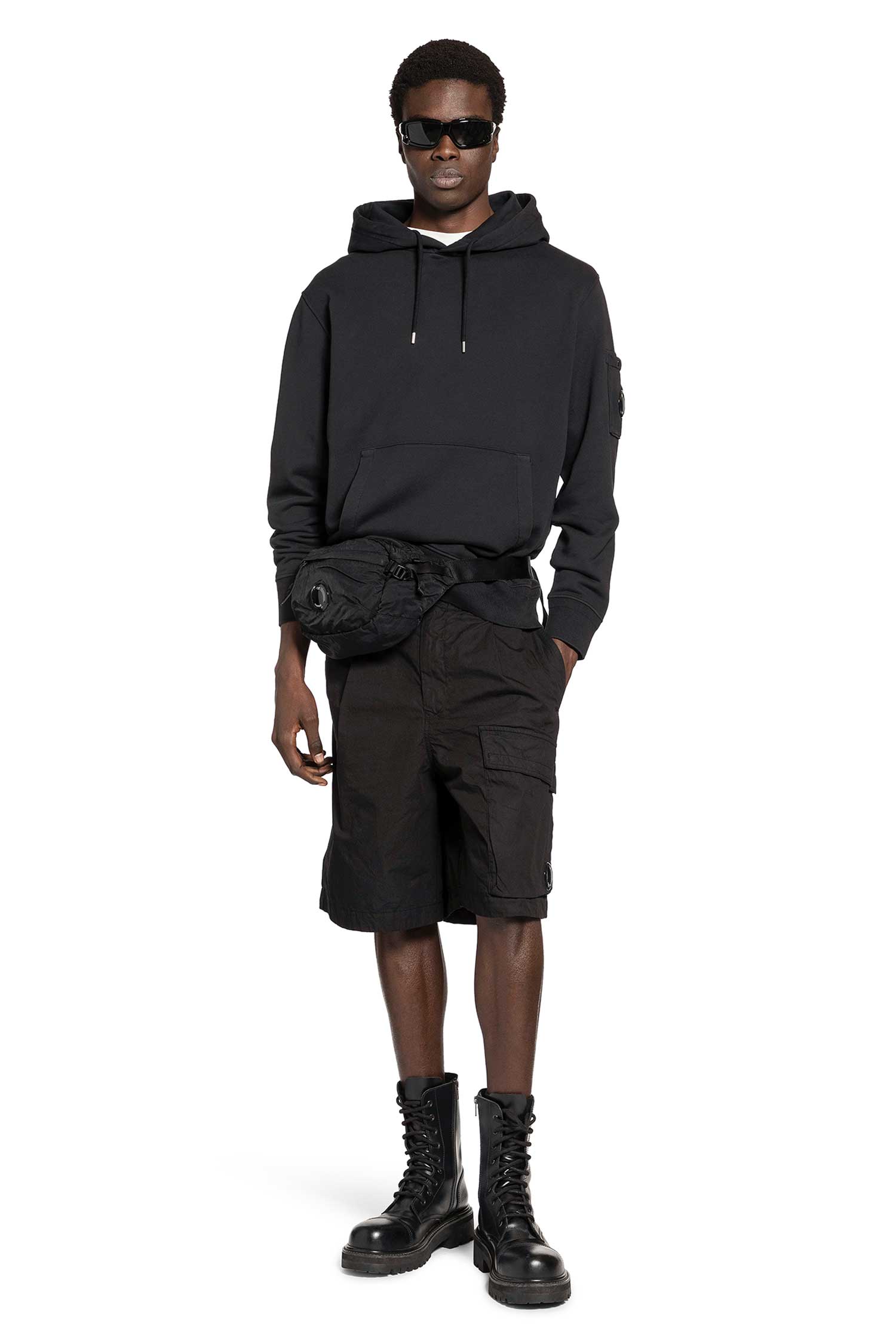 Cotton Diagonal Fleece Lens Hoodie