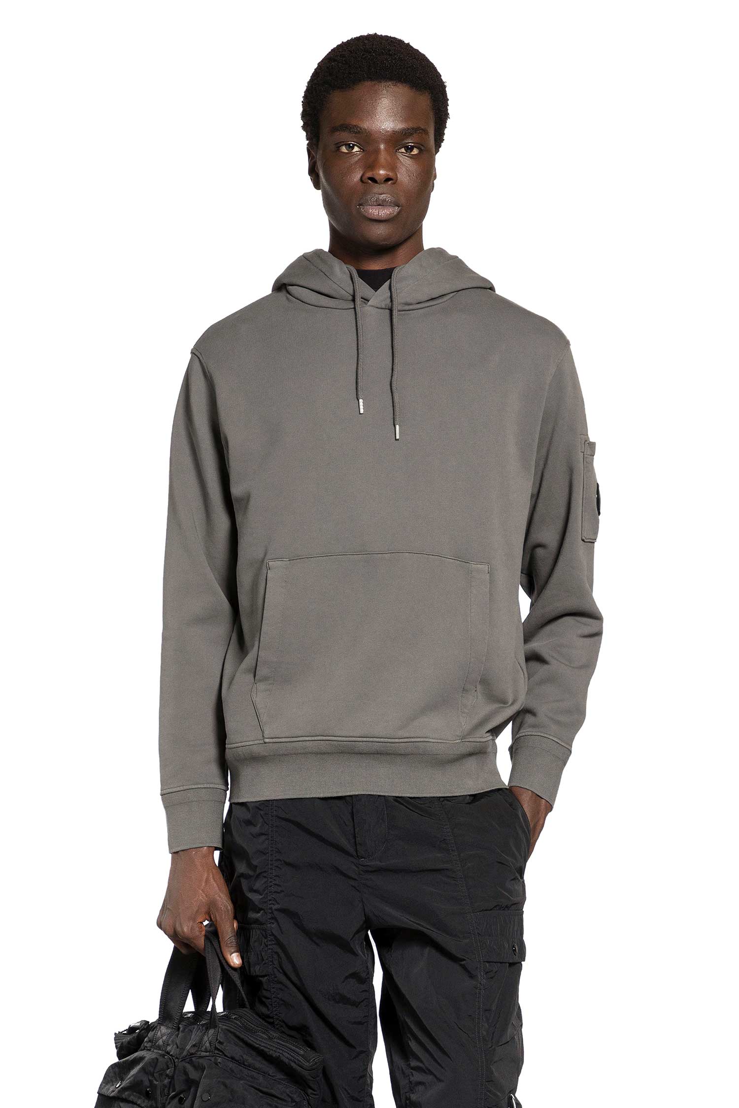 Cotton Diagonal Fleece Hoodie