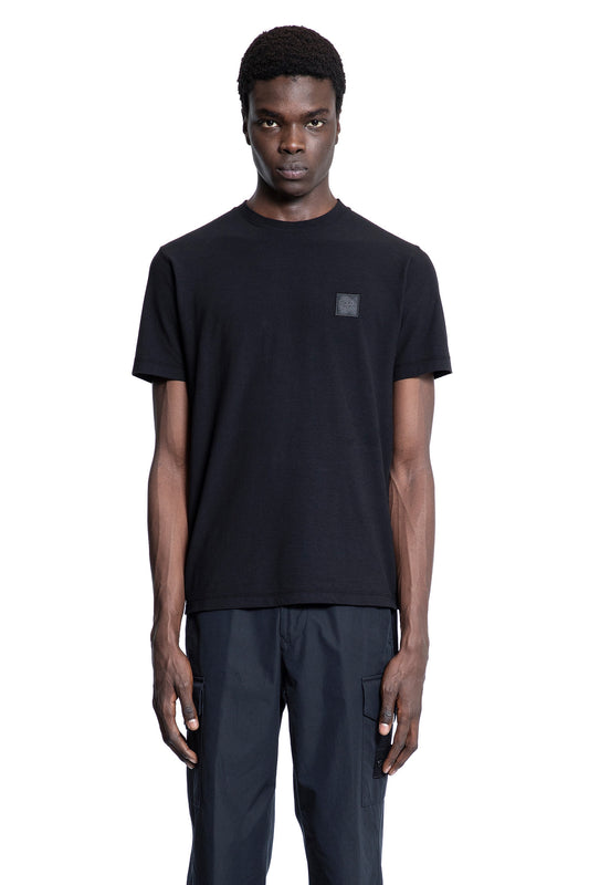 STONE ISLAND MAN BLACK T-SHIRTS & TANK TOPS