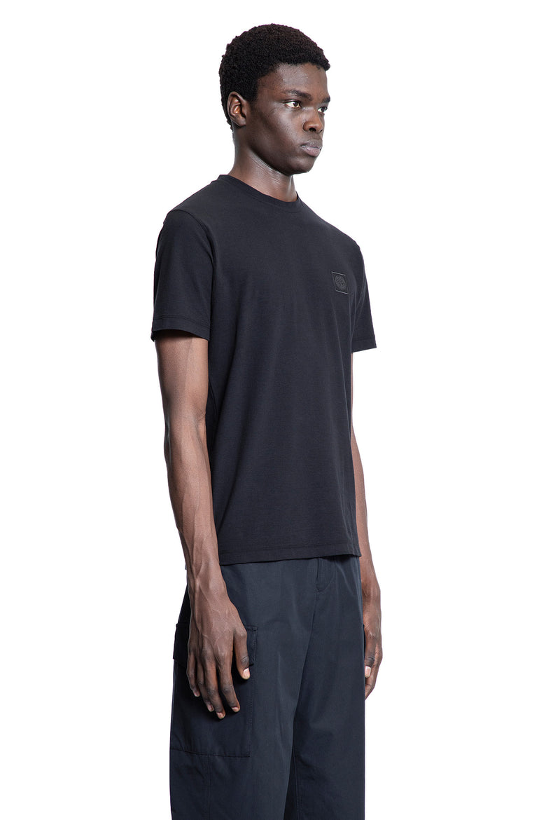 STONE ISLAND MAN BLACK T-SHIRTS & TANK TOPS