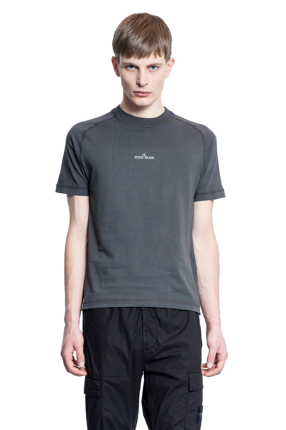 STONE ISLAND MAN GREY T-SHIRTS & TANK TOPS